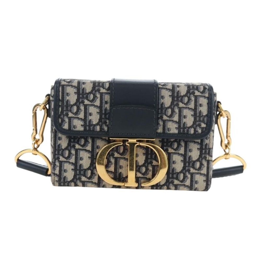 Christian Dior 30 Montaigne Box Oblique Canvas Navy Canvas Handbag